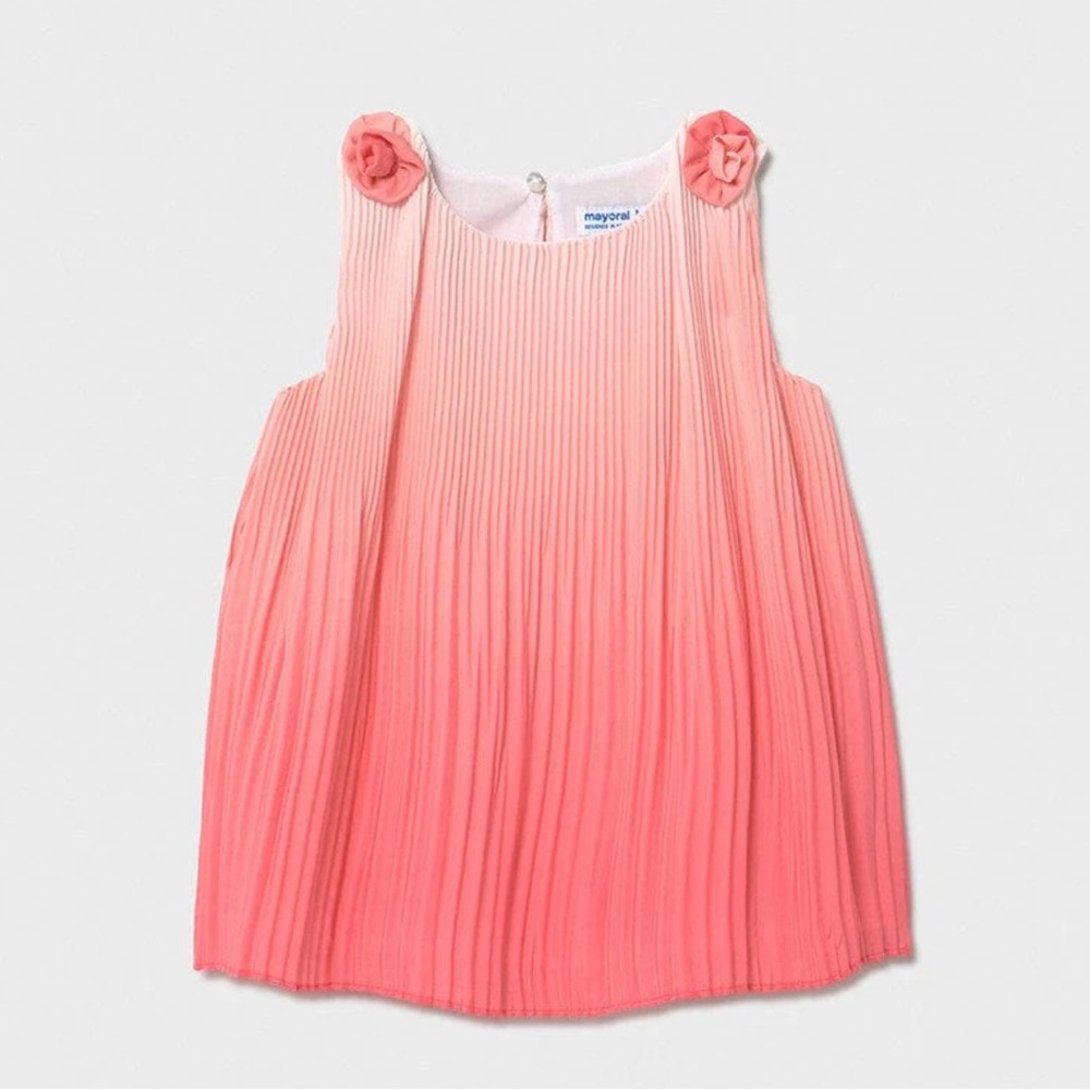 Mayoral Pleated Floral Applique Dress For Baby Girl (NWT)